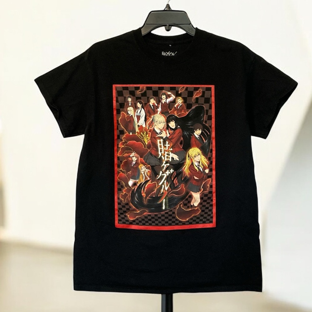 Black Graphic T-Shirt with Anime Design
